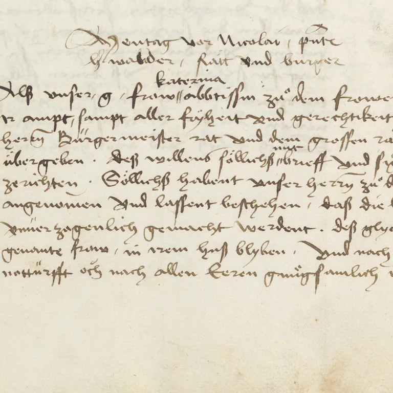 Handschriftlicher, historischer Text in dunkler Tinte auf vergilbtem Papier, ohne sichtbare Illustrationen oder Verzierungen.